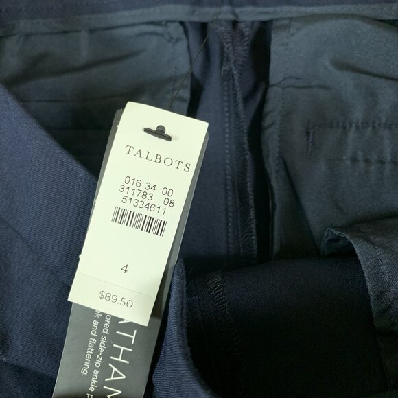 Talbots Chatham Navy Ankle Pants Scallop Hem Tailored Work Trousers 4 Classic - Picture 7 of 8